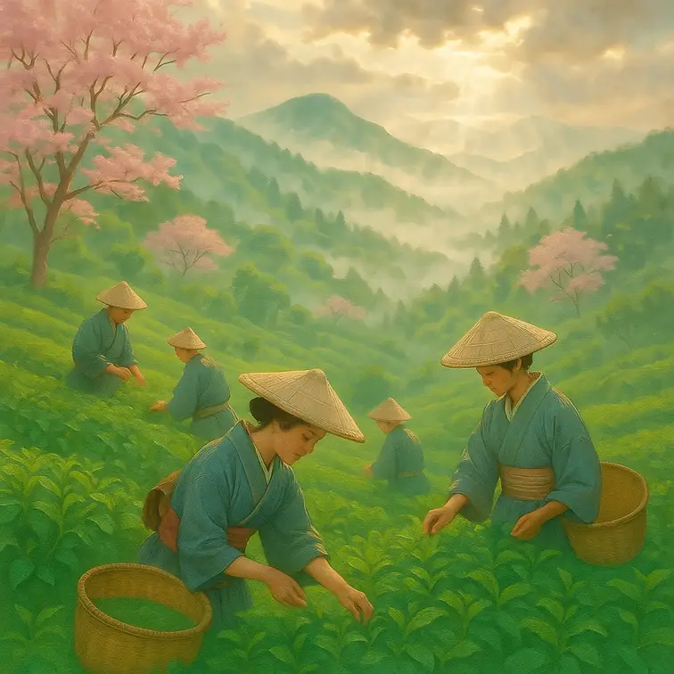 Premium ceremonial matcha powder in traditional Japanese setting